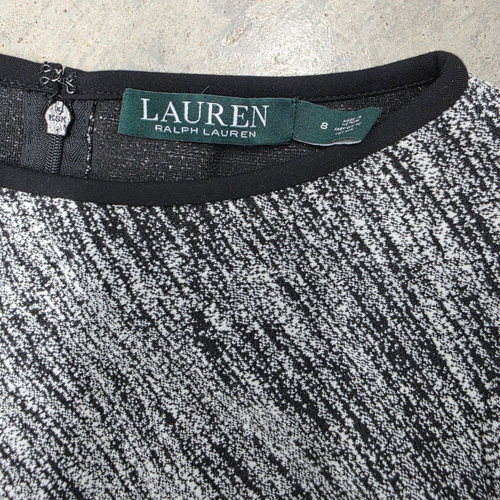 Lauren‎ Ralph Lauren Black White Tweed Long Sleeve Sheath Dress